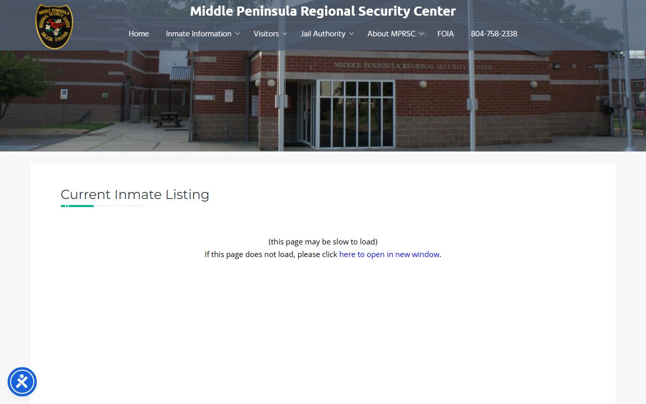 King William County inmate records current MPRSC inmate listing page